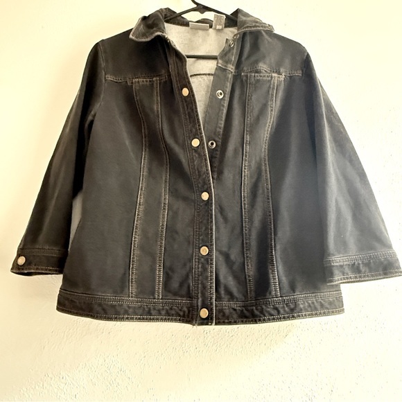 Chico's Jackets & Blazers - Chico’s Zenergy Black Denim Jacket with Button Details. Sz 1 (equivalent to 8/M)